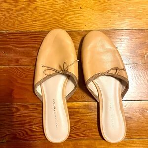 Loeffler Randall Beige Paola Leather Ballet Mules